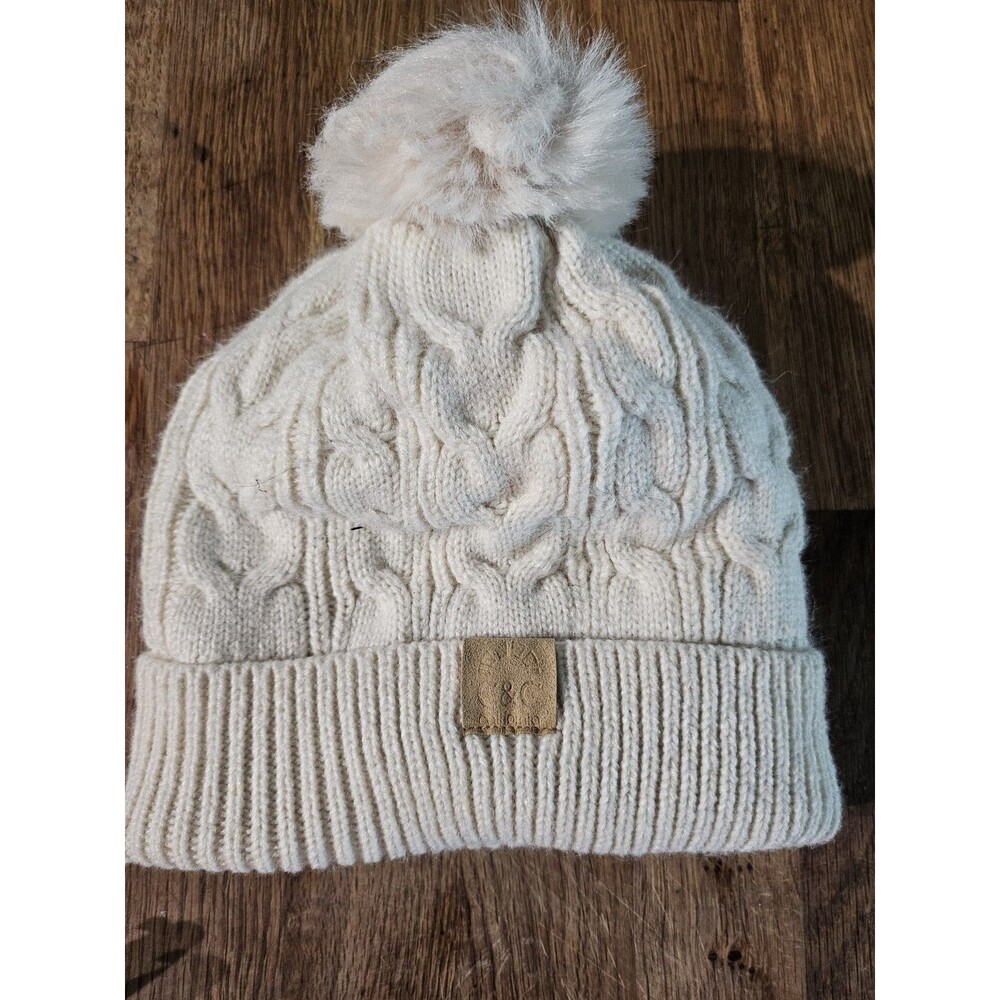 C.C. Faux Cable Knit Winter Pom Pom Beanie Hat One Size Grunge